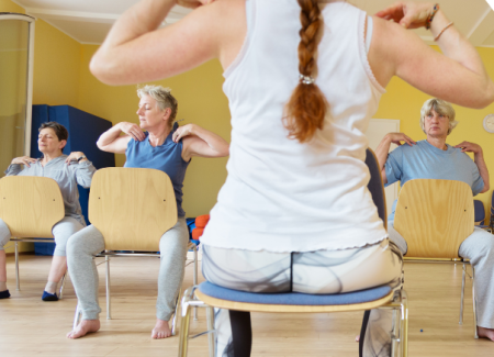 Chair yoga gentle form of yoga, perfect for our community